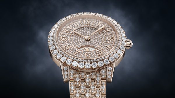 A true sight to behold the dazzling timepiece is encrusted in diamonds