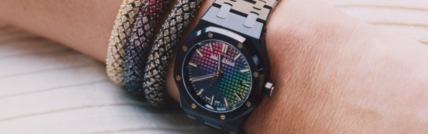 Audemars Piguet Royal Oak Carolina Bucci Limited Edition: Black Ceramic Case with Rainbow Dial