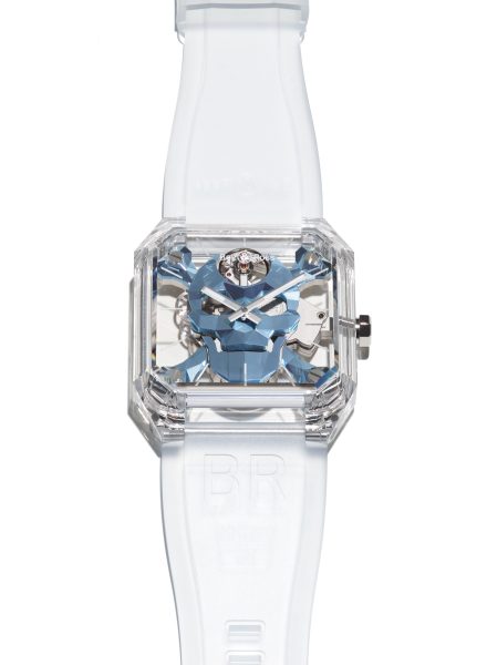 The icy blue skull serves as the focal point of this avant garde timepiece The icy blue skull serves as the focal point of this avant garde timepiece