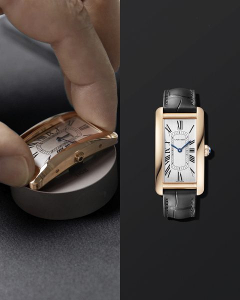 The watch features an attractive curved case