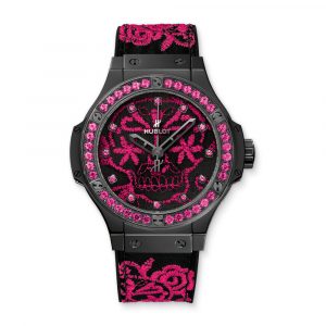 BRODERIE SUGAR SKULL FLUO HOT PINK