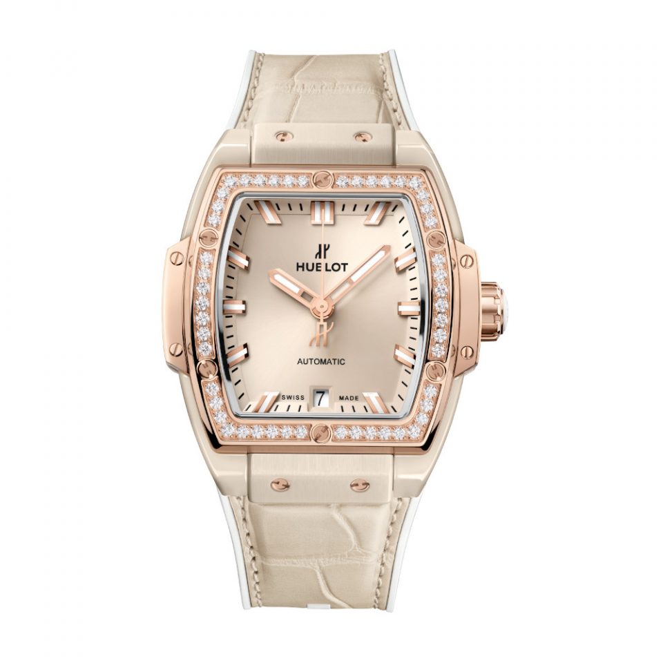 SPIRIT OF BIG BANG BEIGE CERAMIC KING GOLD DIAMONDS